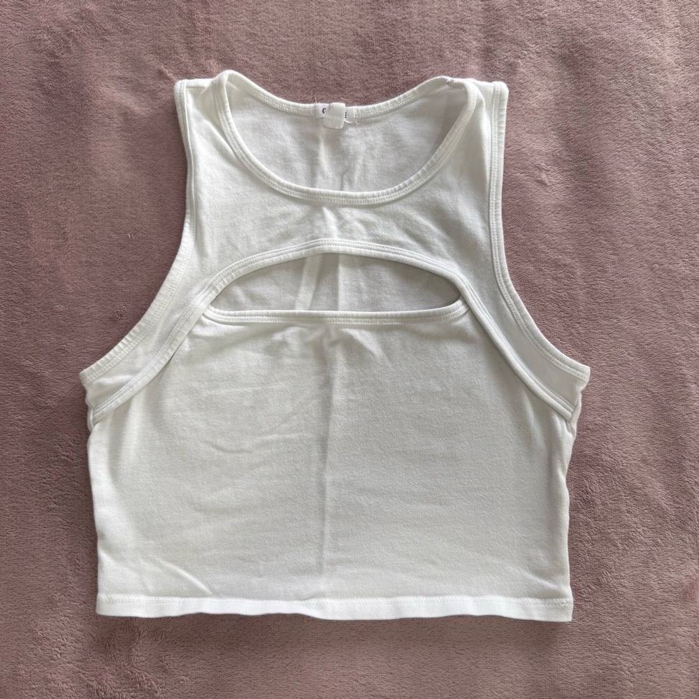 Garage White Cutout Crop Top